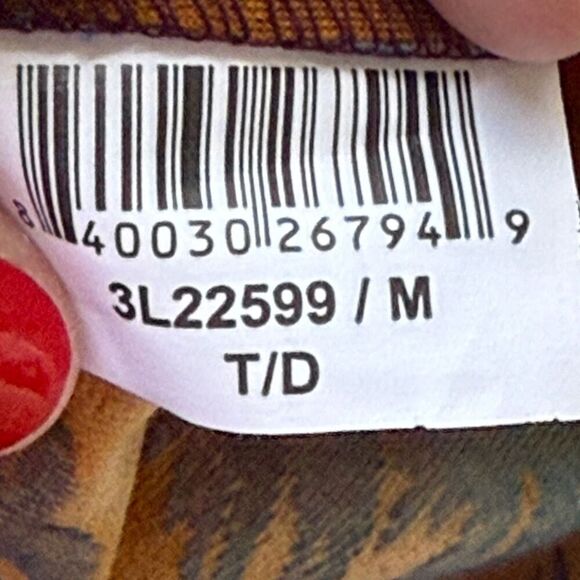 Karen Kane Tie Dye Leaf Print Burnout‎ Shirttail Blouse Top Blue Brown Medium - Picture 10 of 14